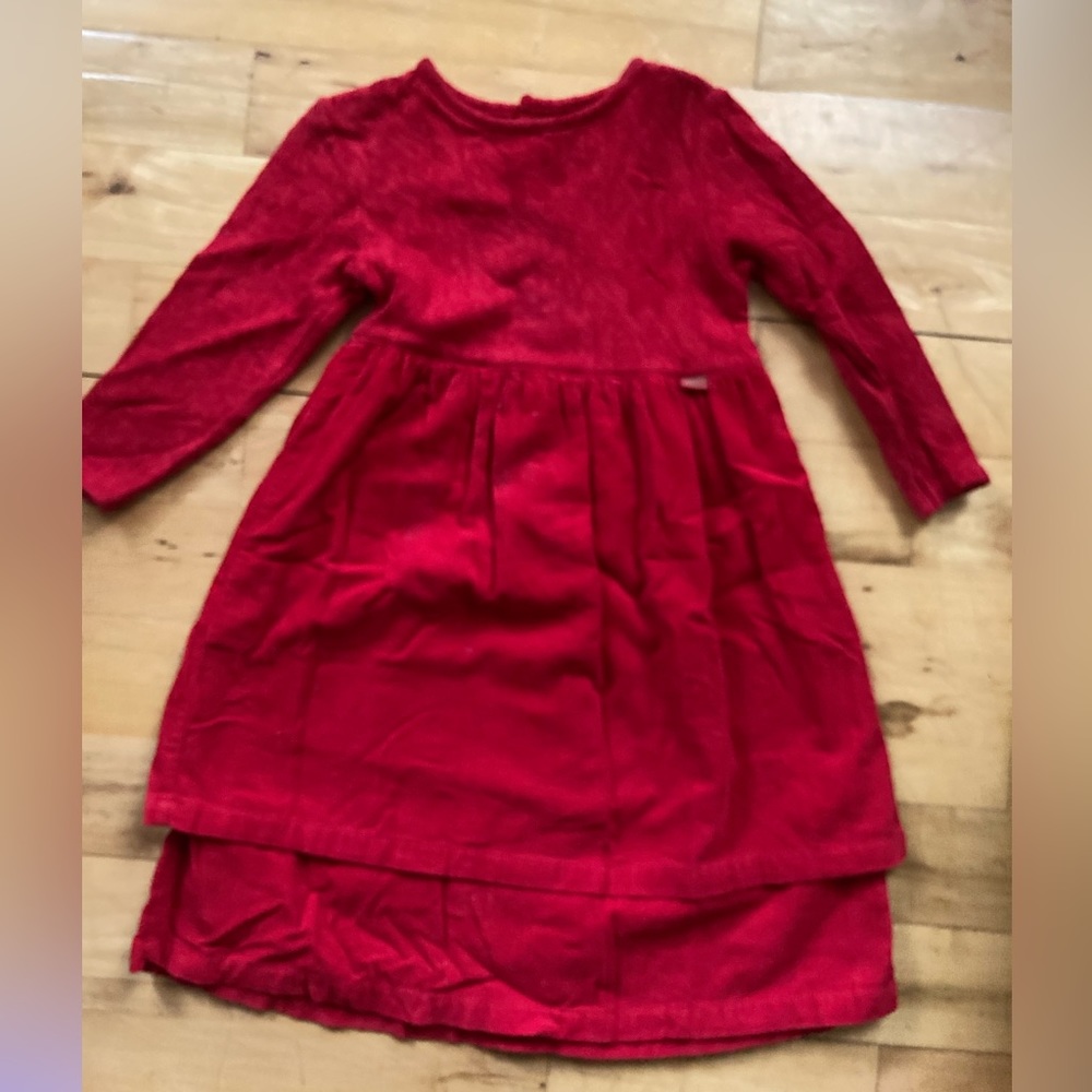 Designer/Paris Kenzo Jungle Kids Knit & Corduroy Red Holiday Dress Sz 3
